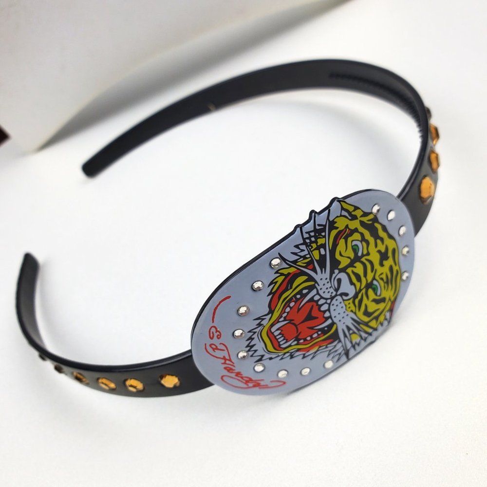 ED HARDY Vintage Authentic Hair Band / Tiger Plastic Hair Band With SWAROVSKI